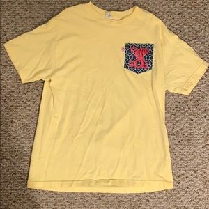 Yellow T Shirt with monogrammed pocket